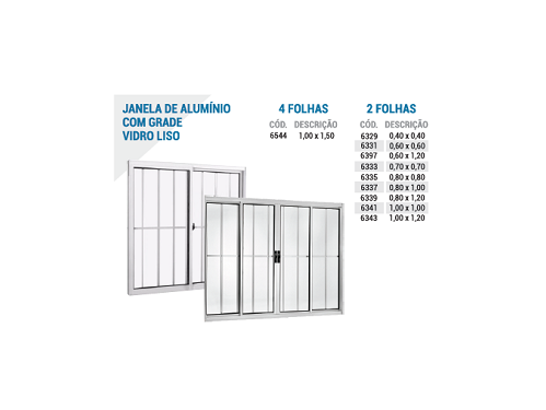 Janelas de Aluminio c/ Grade VD Liso 