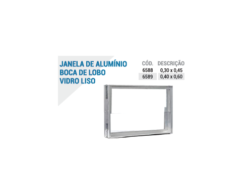 Janela de Aluminio Boca de Lobo  VD Liso