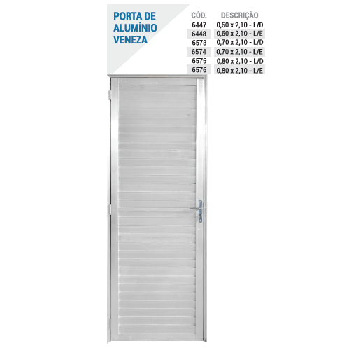 Porta de Aluminio Veneza 0,80 x 2,10