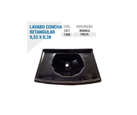 Lavabo Concha Retang. 0,52x0,38