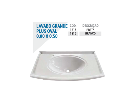 Lavabo Grande Plus Oval. 0,80x0,50 plasnetal